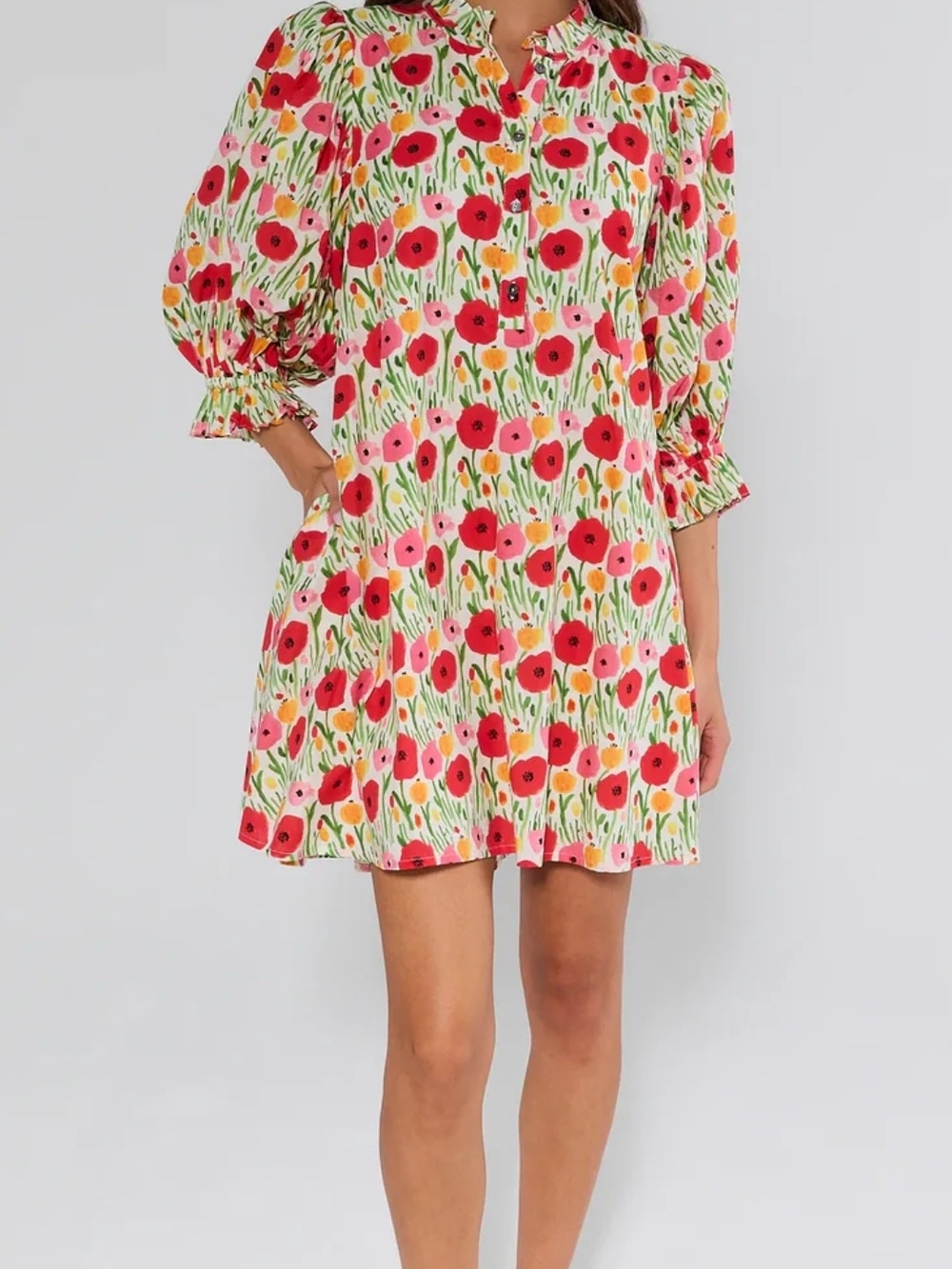 entro Pink & Red Floral Mini Shift Dress